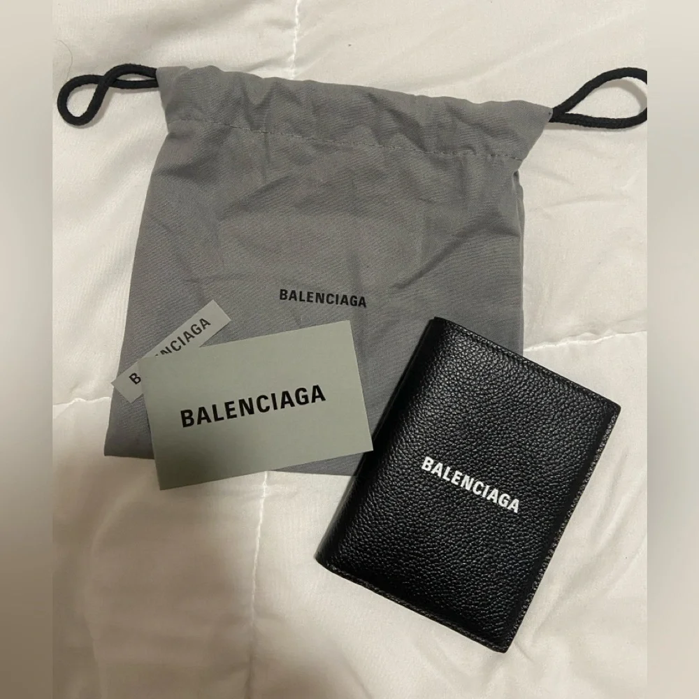 Balenciaga Black Leather Logo Wallet